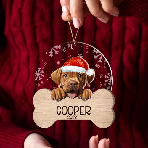 Miniatura 132 de Nazenti American Pit Bull Terrier Adorno de Navidad, adorno de perro fotográfico, adorno de perro personalizado, adornos de fotos de madera