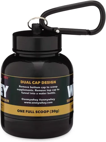 Miniatura 5 de OnMyWhey - Llavero de embudo de proteína en polvo y suplemento, contenedor portátil para el gimnasio, entrenamientos, fitness y viajes - Aprobado