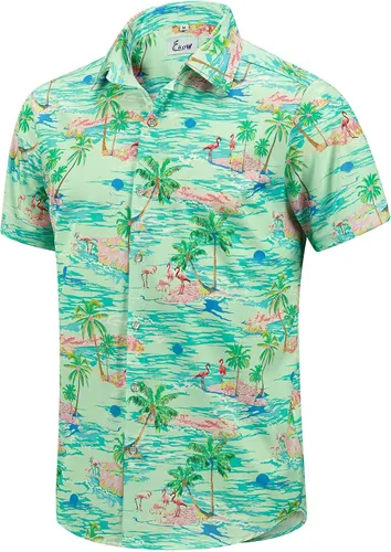 Miniatura 39 de EUOW - Camisas hawaianas para hombre de manga corta con botones, estampadas para la playa y el verano
