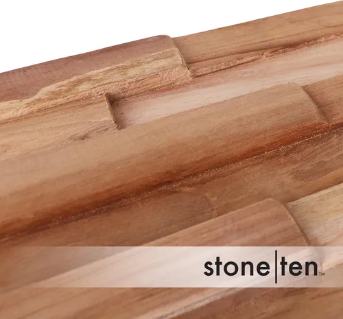 Miniatura 2 de Paneles de pared 3D de teca - Tablones de madera - Paneles de pared con acento de teca - Paneles de pared - Tablas de chapa en muro (12, natural)
