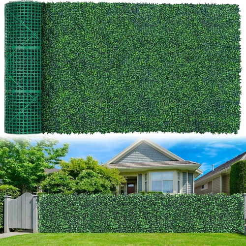 Miniatura 12 de Grooy Paneles de rollo artificiales de madera de boj, 40" x 120" (33.33 pies cuadrados) Pantalla de valla de privacidad con hojas de hiedra