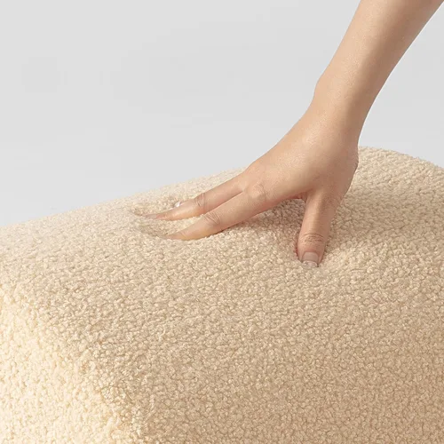 Miniatura 7 de SHYFOY Reposapiés otomano, reposapiés tapizado de 16.93 pulgadas con terciopelo suave de peluche, taburete en forma de N, taburete compacto y Camello
