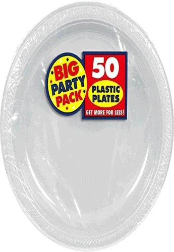 Miniatura 17 de Amscan Platos de plástico desechables redondos dorados – 7 pulgadas (paquete de 50) – Vajilla resistente para fiestas, eventos y uso diario Oro