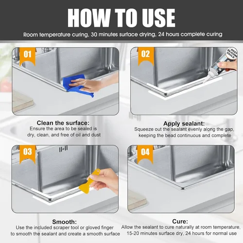 Miniatura 7 de JAOJAO Calafateo de silicona gris, sellador de calafateo impermeable con raspador y calcomanía, curado rápido para baño, cocina, ventanas y uso