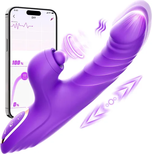 Toendi Juguetes sexuales para mujeres, consolador de empuje, juguete sexual, vibrador de conejo con 10 vibraciones, 7 modos de empuje con lamer,