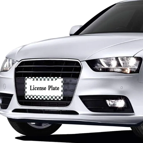 Miniatura 4 de HOSNYE - Marco de placa para automóvil con bandera de carrera, tablero ajedrezado vintage, cubierta de metal para placas frontales, marco de placa