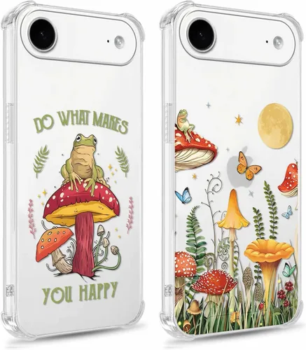Miniatura 8 de Paquete de 2 fundas transparentes para iPhone 11 Pro de 5.8 pulgadas, diseño de hongos y mariposa, rana, funda protectora suave y delgada a prueba