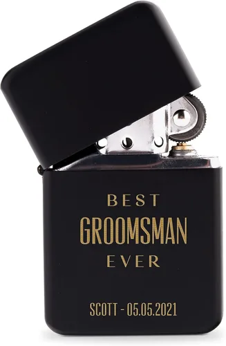 Miniatura 13 de WEDDINGSTAR Encendedor personalizado grabado de metal negro plomizo a prueba de viento, grabado con monograma personalizable, recargable