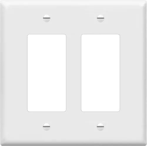 Miniatura 10 de ENERLITES - Cubierta decorativa de interruptor doble, placa de pared de dos salidas, 2 bandas de gran tamaño, 5.50 x 5.50 pulgadas, termoplástico
