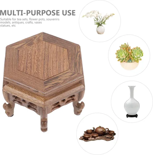 Miniatura 8 de Didiseaon Taburete de madera para plantas, soporte de exhibición chino, soporte retro para maceta, estante decorativo para jardinera, estante