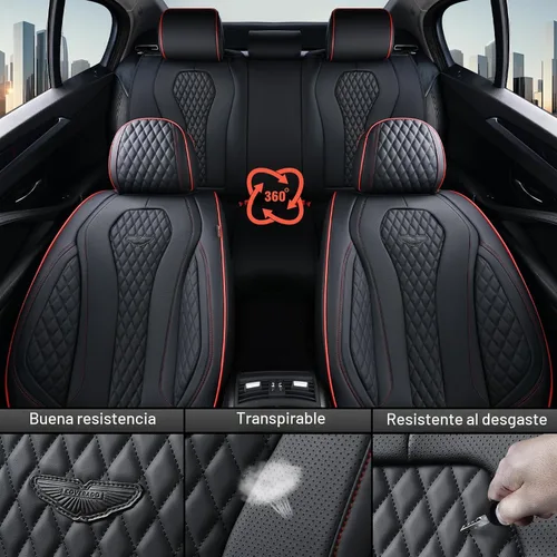 Miniatura 5 de Coverado - Fundas para asientos de auto, negras impermeables delanteras y traseras, juego completo, cojín de asiento, protector de asiento, ajuste