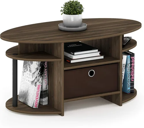 Miniatura 12 de Furinno - Mesa de café, 1 paquete, color nogal Columbia/negro Columbia Nogal/Negro
