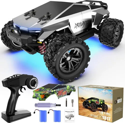 Auto RC rápido todo terreno a escala 1:18, 40 KPH de alta velocidad 4WD vehículo eléctrico con control remoto de 2.4 GHz, camión monstruo