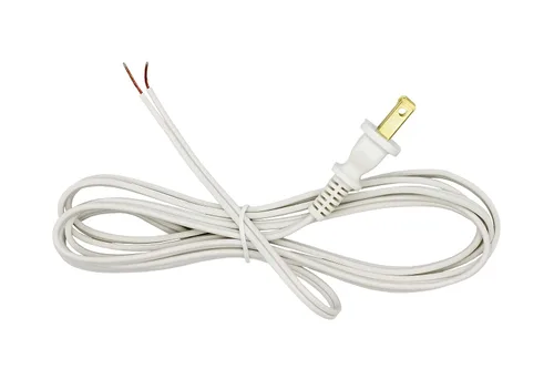 Creative Hobbies Cable de lámpara blanco de 8 pies de largo, SPT-1, calibre 18, cable de alimentación con certificación UL para reparación o