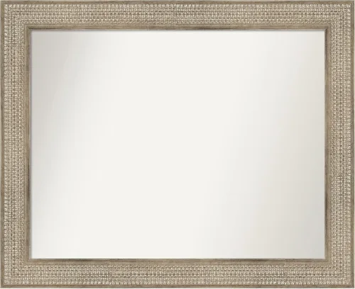 Miniatura 138 de Amanti Art Espejo de baño plateado para sobre fregadero, 26 x 26 pulgadas, espejo cuadrado de níquel pulido, marco de madera tradicional mediano, se