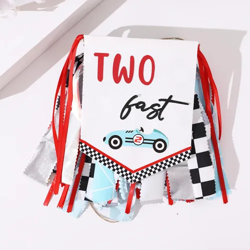 Miniatura 8 de Cartel de dos cumpleaños rápidos, cartel para silla alta de 2º cumpleaños, decoración de cumpleaños con temática de auto de carreras, decoración