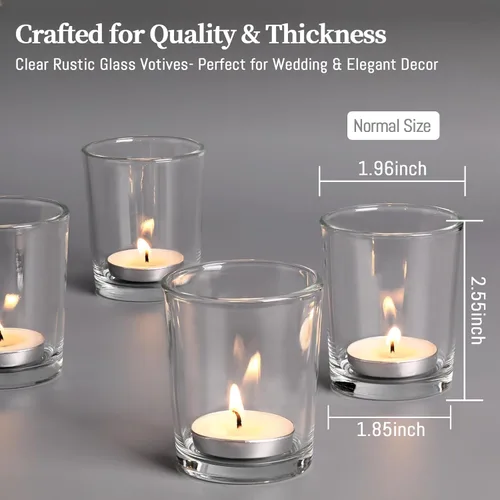 Miniatura 2 de LETINE Clear Glass Tea Light Holders Set of 6 - Votive Candle Holders for Weddings, Events, Home, Bridal Shower, Birthday, Christmas, Party Table