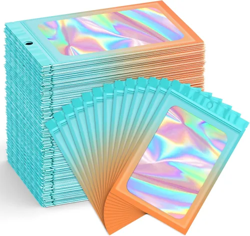 Miniatura 8 de Funfery Paquete de 300 bolsas resellables para almacenamiento de alimentos, bolsas transparentes de Mylar, bolsa de embalaje, comestibles, bolsa a