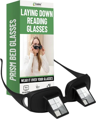 Evelots Gafas de Lectura Acostado - Lectores de Cama para Mirar Hacia Abajo - Alta Definición - Anteojos Prismáticos Horizontales para Leer y Ver TV