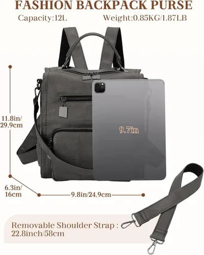 Miniatura 2 de Bolso tipo mochila para mujer, RAVUO de piel sintética, mini mochila de moda para mujer, tres formas de llevar, S