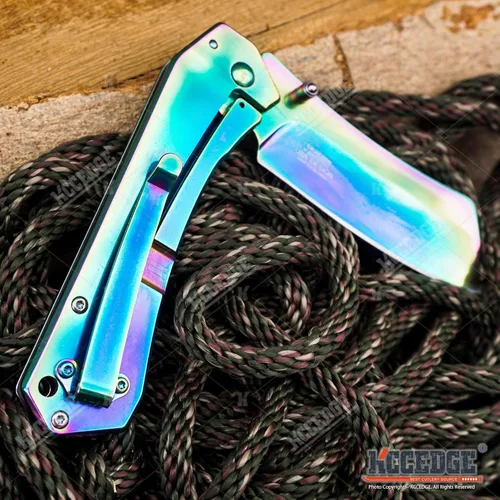 Miniatura 5 de KCCEDGE BEST CUTLERY SOURCE EDC - Cuchillo de bolsillo para camping, accesorios de navaja de afeitar de borde afilado, cuchillo plegable