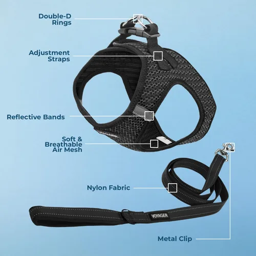 Miniatura 3 de Arnés de malla Voyager Step-in Air para todo clima y correa reflectante para perro de 5 pies, combo con mango de neopreno, para cachorros de razas