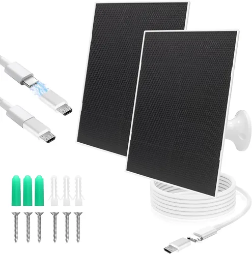 Miniatura 8 de Panel solar de 4 W para cámara de seguridad, cargador de panel solar tipo C y micro para cámara exterior con batería recargable, paneles solares