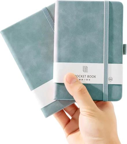 Miniatura 13 de 2Pack Cuaderno de Bolsillo Pequeño Cuaderno Diario 4 pulgadas x 5.7 pulgadas 200 Páginas Cubierta de Cuero Con Porta Lápiz Marcador de Páginas Negro
