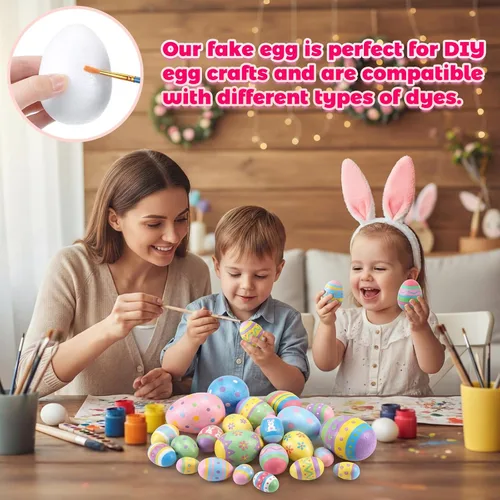 Miniatura 5 de Zonon 15 huevos de espuma para manualidades, 3.15 x 2.17 pulgadas, huevos de espuma de poliestireno blanco para Halloween, Pascua, manualidades