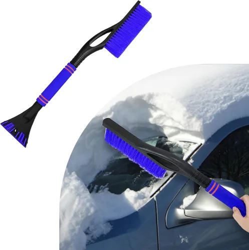 Miniatura 9 de Dickno Rascador de nieve y cepillo para coche de 24 pulgadas, rascador de hielo sin rayones desmontable con agarre de espuma ergonómico, herramienta