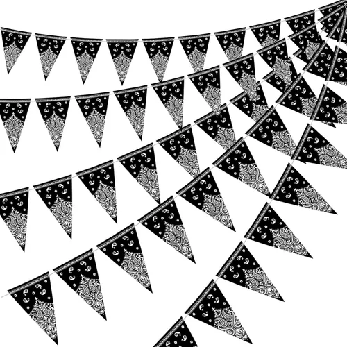 Miniatura 8 de Boao Paquete de 5 banderines de decoración de fiesta de vaquero occidental, banderines para decoración del salvaje oeste, temática de vaquero Rojo