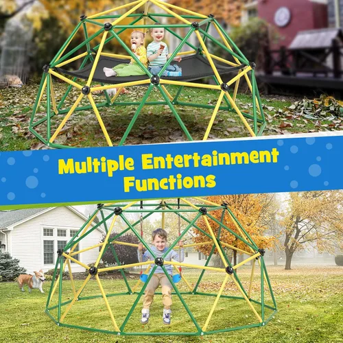Miniatura 8 de Amictoy Domo de Escalada, Escalador de 10 Pies con Hamaca y Columpio, Gimnasio de la Selva para el Patio Trasero para Niños, Modelo Mejorado 2025