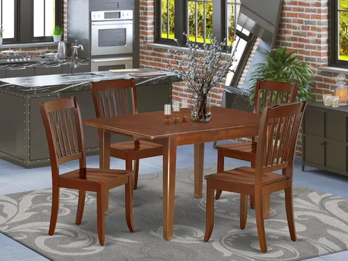 Miniatura 2 de East West Furniture MLDA3-MAH-C - Juego de mesa de comedor moderno de 3 piezas que contiene una mesa rectangular de madera con hoja de mariposa y 2