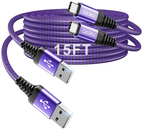 Miniatura 28 de Cable USB C a USB C extra largo de 100 W [paquete de 15 pies/2 unidades] Cable de carga rápida compatible con iPhone 17/17 Pro Max, iPhone 16 Negro