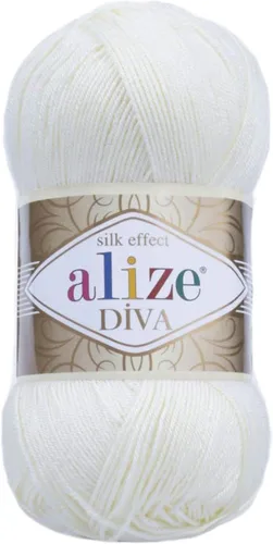 Miniatura 9 de Alize Diva Silk Effect 100% hilo acrílico de microfibra, 1 madejas de bola de 3.53 oz 383yds color (1 - crema)