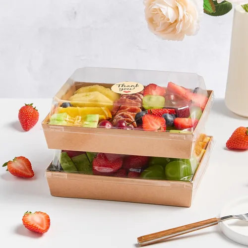 Miniatura 6 de Kucoele Cajas de charcutería grandes de 7 x 5 pulgadas con tapas transparentes, paquete de 50 cajas desechables de postre de panadería, recipientes