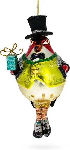 Miniatura 7 de Adorno navideño de cristal con diseño de pingüino en sombrero negro