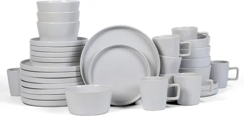 Miniatura 25 de Stone Lain Cleo Modern - Juego de vajilla de cerámica de 32 piezas, platos y cuencos, cuencos para pasta, servicio de platos para 8, color amarillo