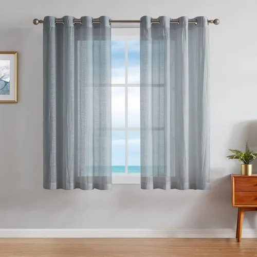 Miniatura 15 de Nautica - Cordelia - Cortina transparente aplastada Cortinas para ventana Cortinas ligeras Juego de 2 paneles Transparente Cabecera