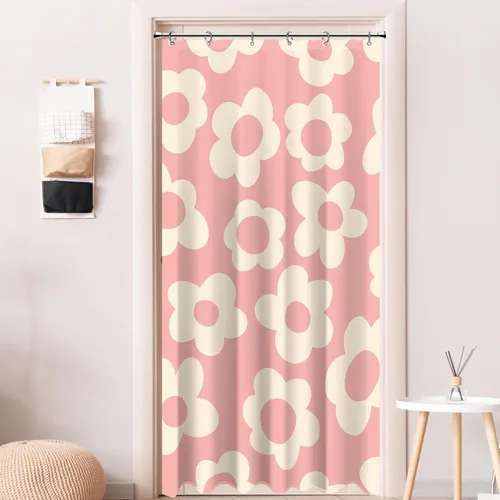 Miniatura 9 de Cortina de ducha pequeña para casa rodante, tamaño medio, estilo retro de los 70, con flores bonitas, estética abstracta de margaritas, decorativa