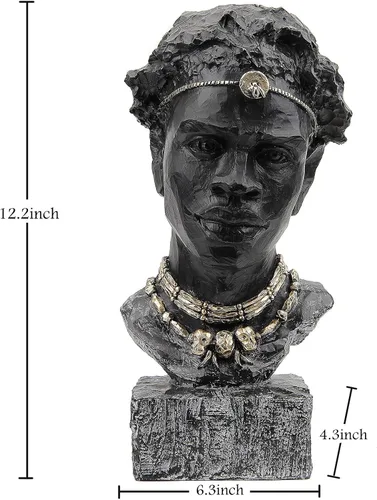 Miniatura 2 de Leekung Figura de resina de escultura africana, decoración del hogar hecha a mano, 12.2 x 6.3 x 4.3 pulgadas, color negro