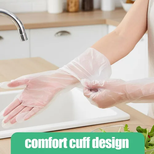 Miniatura 7 de 20 guantes de limpieza de goma desechables largos transparentes, guantes de plástico para lavar platos, guantes de plástico desechables impermeables