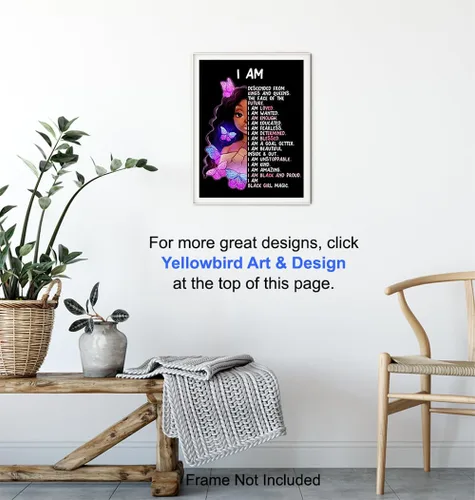 Miniatura 6 de Arte de pared y decoración de niña afroamericana – I Am Black Girl Magic – Arte negro – Afirmaciones positivas inspiradoras – Citas positivas