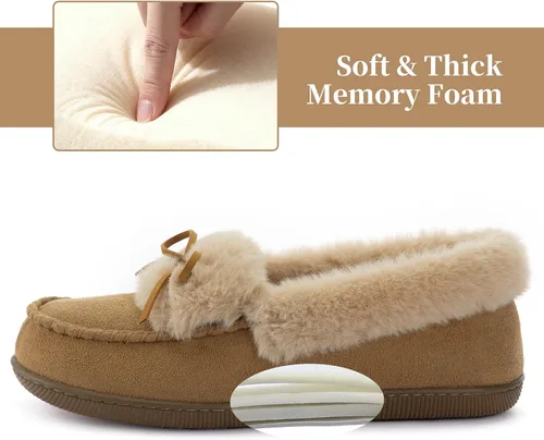 Miniatura 4 de RockDove Pantuflas tipo mocasín de microgamuza con forro de piel sintética para mujer