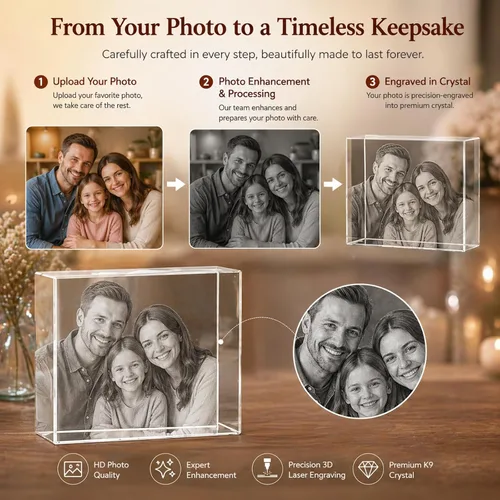 Miniatura 3 de Foto de cristal 3D, regalos personalizados de Navidad para mamá, esposa, mujer, papá, marido, abuela, foto personalizada en cristal, único