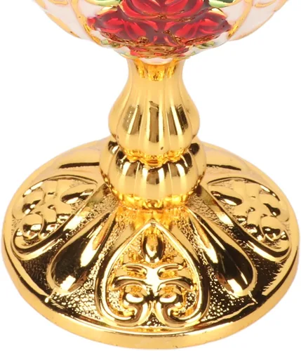 Miniatura 9 de Copa de cáliz dorado de 4 pulgadas, cáliz dorado de alta aleación de zinc, diseño de flores retro en relieve, elegante taza para banquete de fiesta