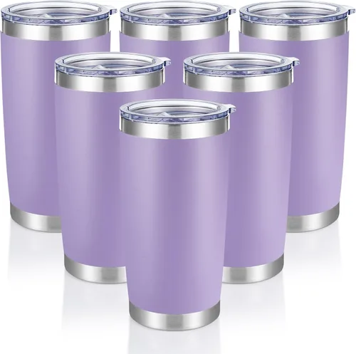 Miniatura 13 de Vaso de acero inoxidable de 20 onzas con tapa, doble pared aislada al vacío, taza de café de 20 onzas con recubrimiento en polvo para bebidas Verde
