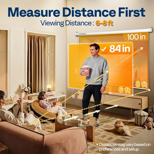 Miniatura 7 de VIVOHOME Pantalla de proyector motorizada con control remoto, pantalla de proyección eléctrica automática de 16:9 y 84 pulgadas, pantalla