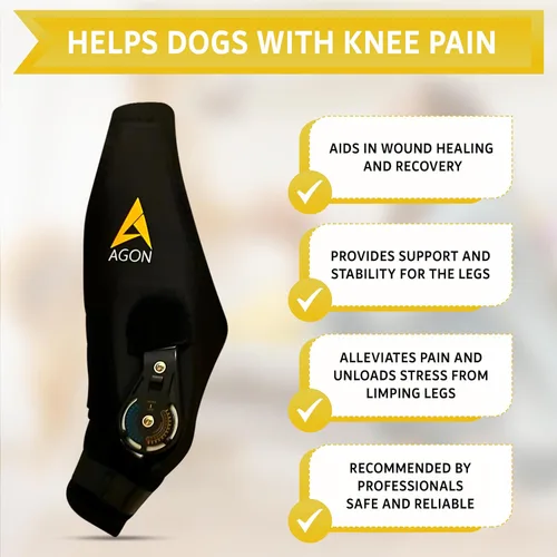 Miniatura 7 de AGON Rodillera para perros – Rodillera profesional para perros con estabilizador de bisagra ajustable – Rodillera de neopreno premium para soporte