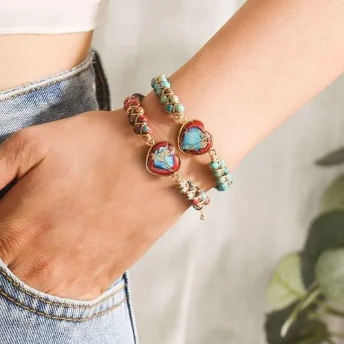 Miniatura 3 de Pulsera trenzada de nudo de flor de durazno ajustable para mujer, con texto en inglés "For Granddaughter A Link That Can Never Be Undo", pulsera